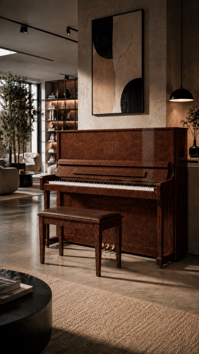 Gekleurde piano als blikvanger op een event.